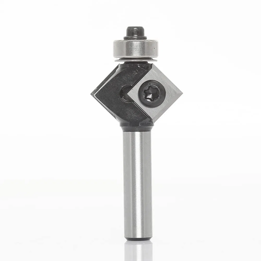 Fresa a smusso, fresa superiore con 4 lati in metallo duro intercambiabile diametro 27 mm, lunghezza utile 12 mm, angolo 45°, con cuscinetto a sfera.